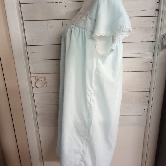 Vintage Elsie of Miami Nightgown Blue Women's Size Large Lace Embroidered - Picture 4 of 12
